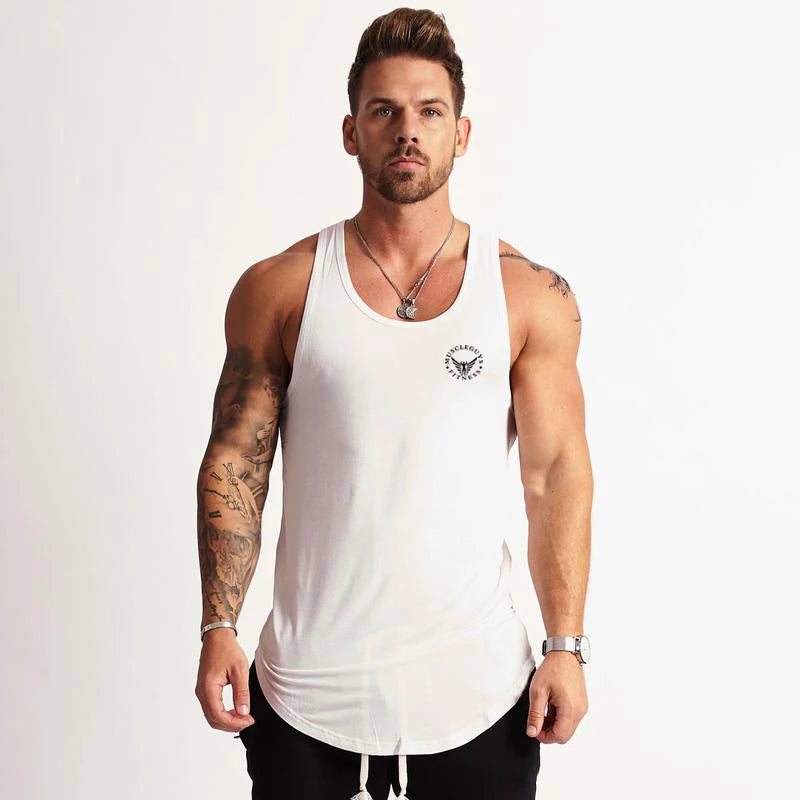 Cotton Material Summer Fitness Sports Vest Men's T-shirt Comfortable Bottoming Sweatshirt Workout Clothes