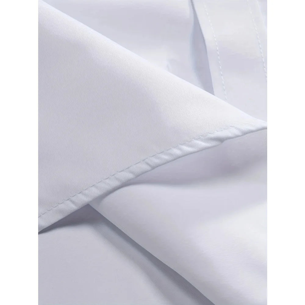 FGKKS New Men Casual Shirt Brand Fashion Solid Color Long Sleeve Elastic Fabric Male Business Dress Shirt