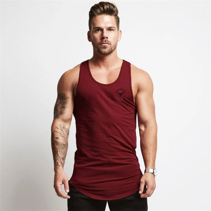 Cotton Material Summer Fitness Sports Vest Men's T-shirt Comfortable Bottoming Sweatshirt Workout Clothes