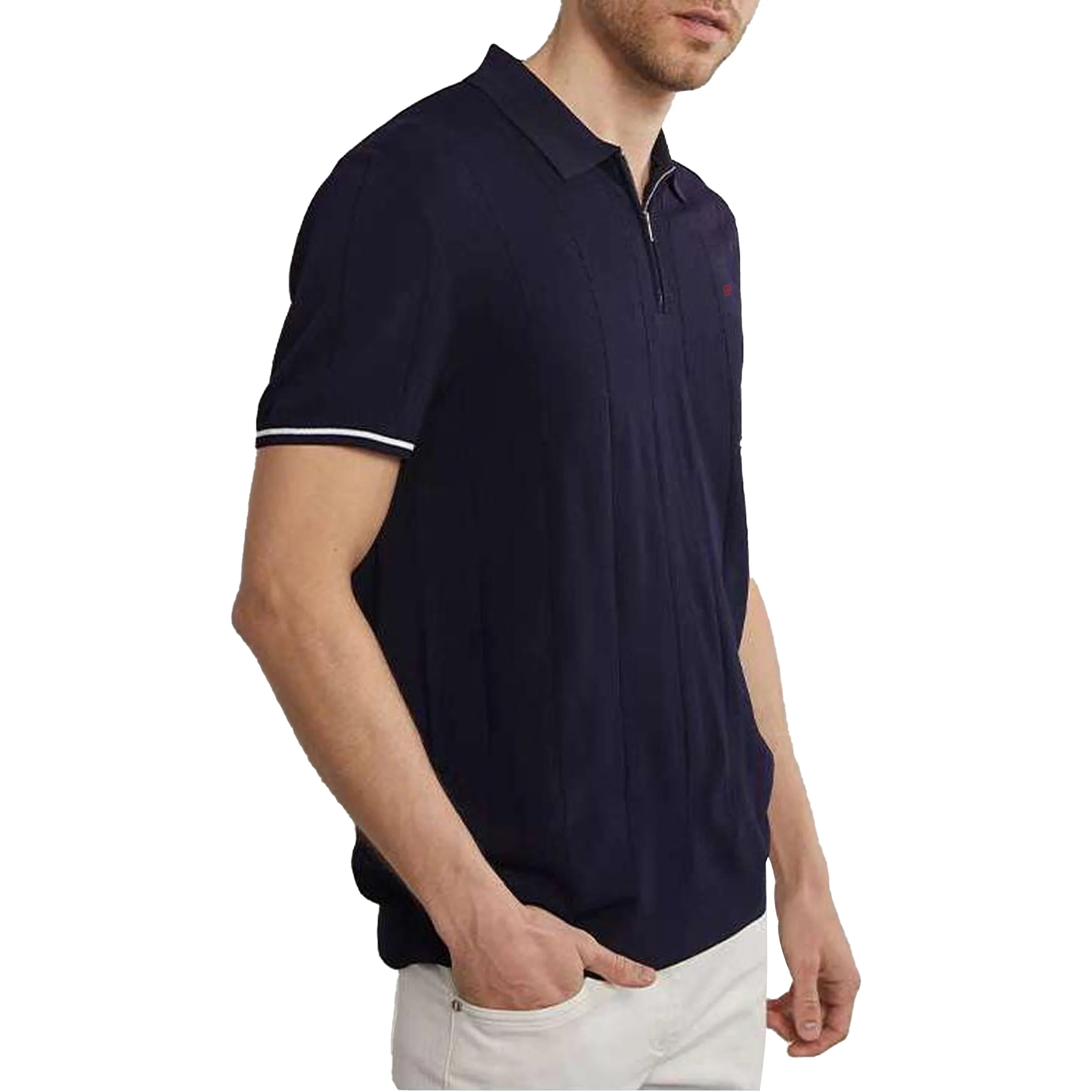 CHCH Men's Polo Shirt Summer Ribbed Knitted Breathable Cool Texture Polo Shirt