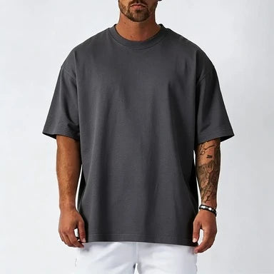 Cotton Mens Blank T-Shirt White Oversized Retro Solid Color T-Shirt Large Size Mens Womens Fashion Short Sleeve Mens T-Shirt