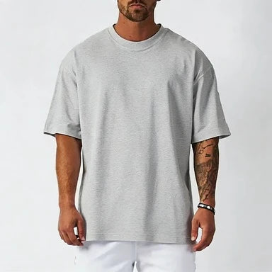 Cotton Mens Blank T-Shirt White Oversized Retro Solid Color T-Shirt Large Size Mens Womens Fashion Short Sleeve Mens T-Shirt