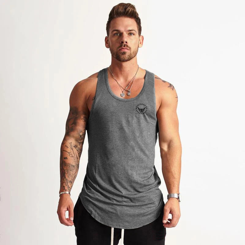 Cotton Material Summer Fitness Sports Vest Men's T-shirt Comfortable Bottoming Sweatshirt Workout Clothes