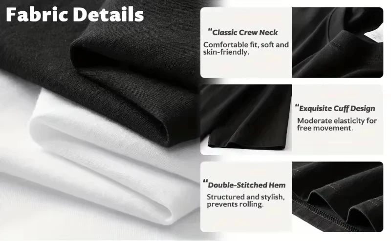 Cotton Mens Blank T-Shirt White Oversized Retro Solid Color T-Shirt Large Size Mens Womens Fashion Short Sleeve Mens T-Shirt